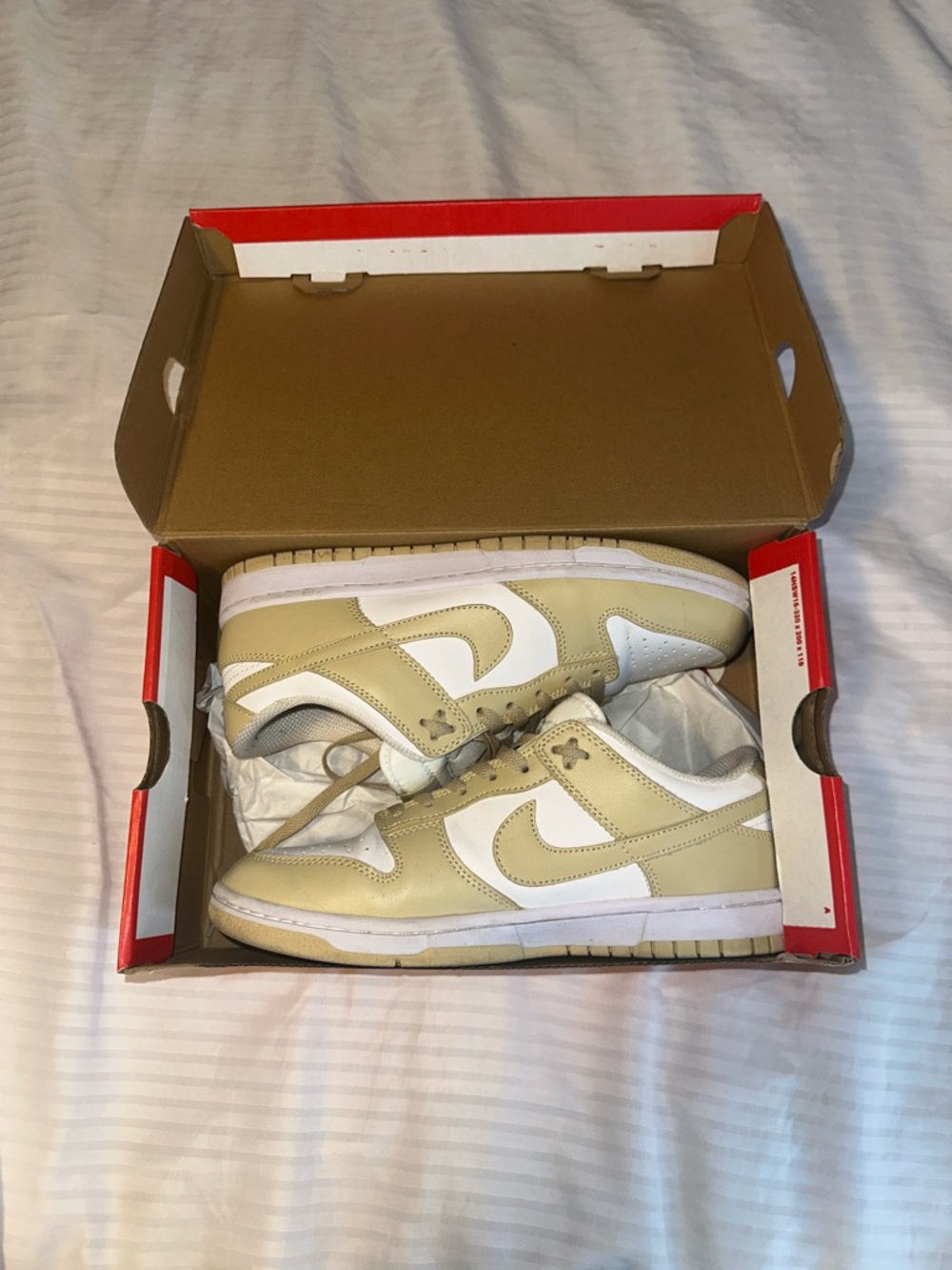 Nike Dunk Low in Gold and White Swoosh